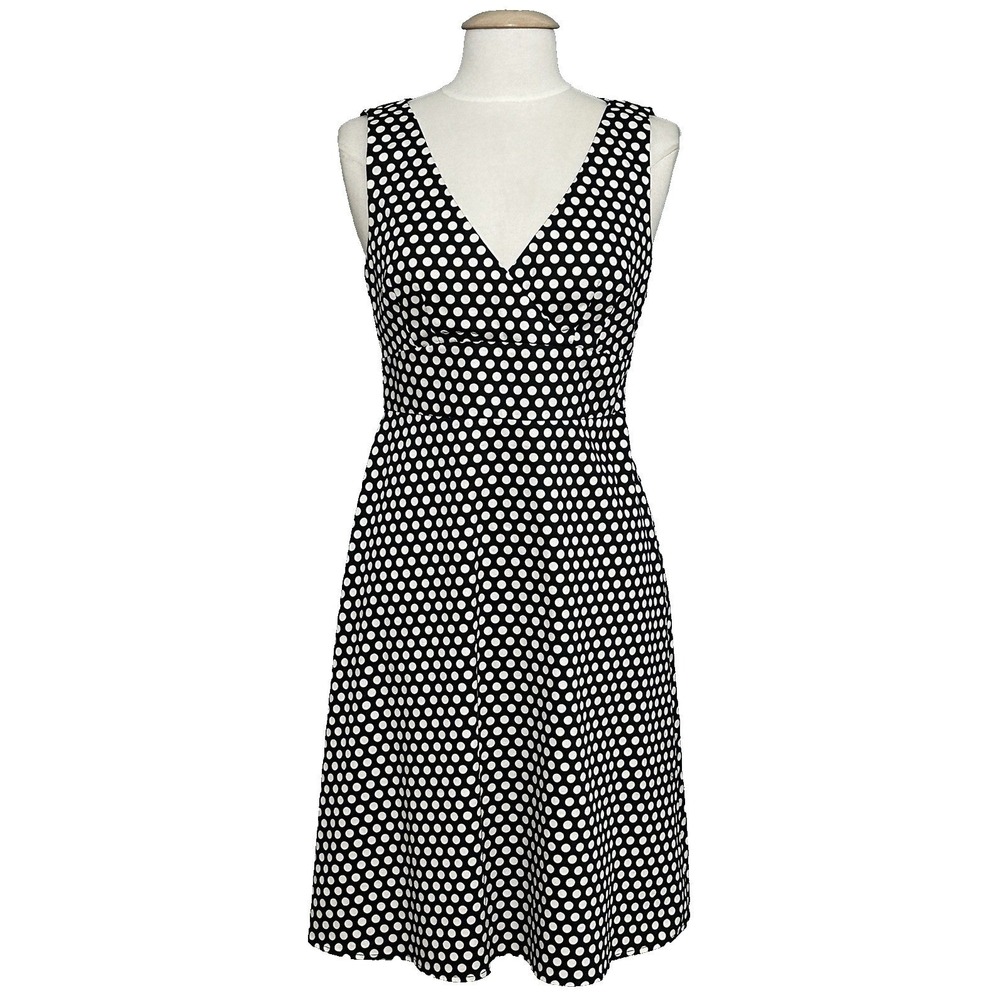 VTG 90s Y2K Women Dress 8 Black White Polkadot Babydoll Retro Preppy Pinup Chic